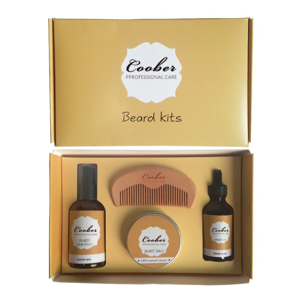 Private label beard oil and balm with bread shaper beard grooming kit set