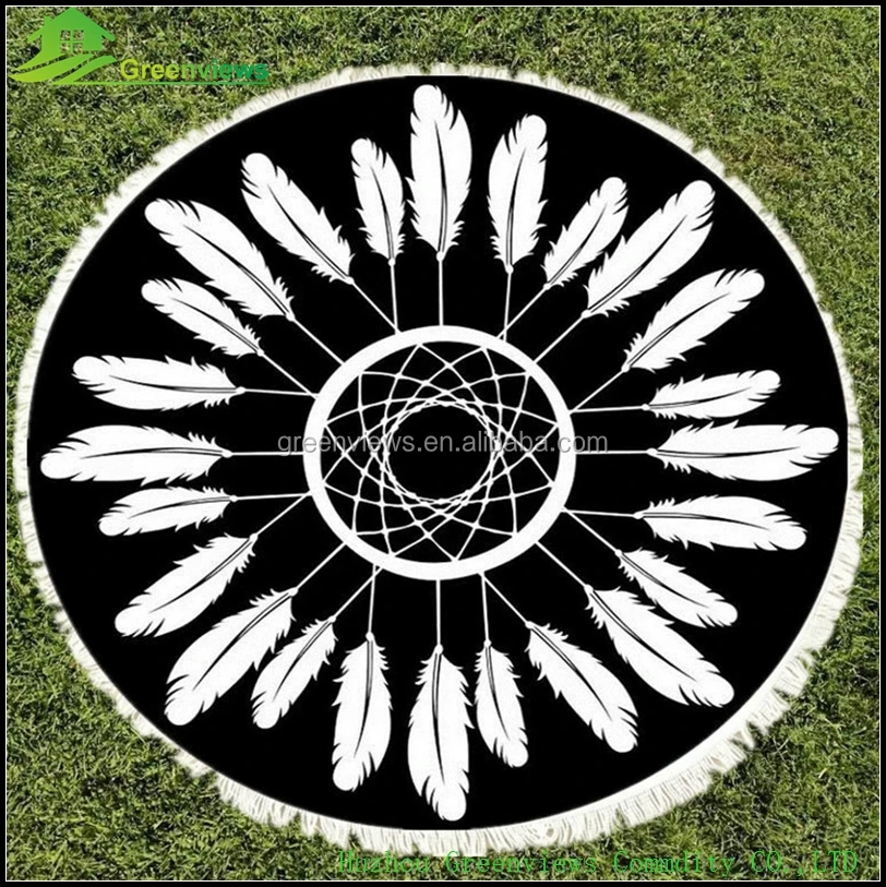 Sample China Manufacturer Custom 100% Cotton Print Design Your Own Beach Towel Round Beach Towel Cotton Donut Towel Round