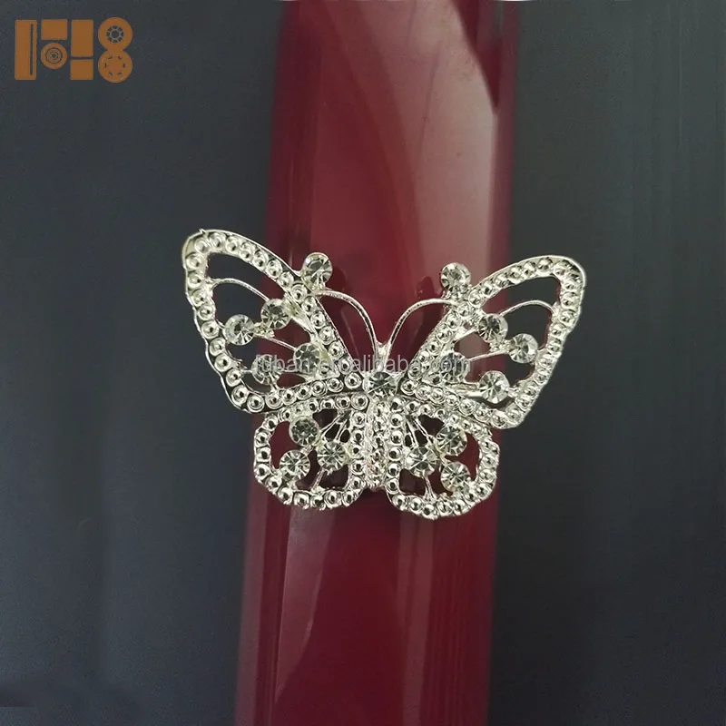Кольца для салфеток в форме бабочки украшенные драгоценными камнями декоративное кольцо