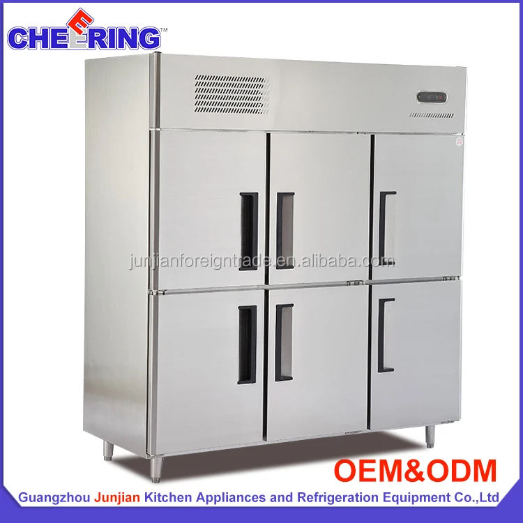 kitchen manufacturer refrigeration equipment fan cooling 3 door stainless steel commercial meat refrigerator showcase