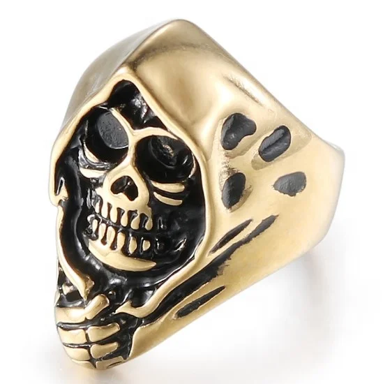 Grim Reaper Skull Biker Stainless Steel Finger Ring