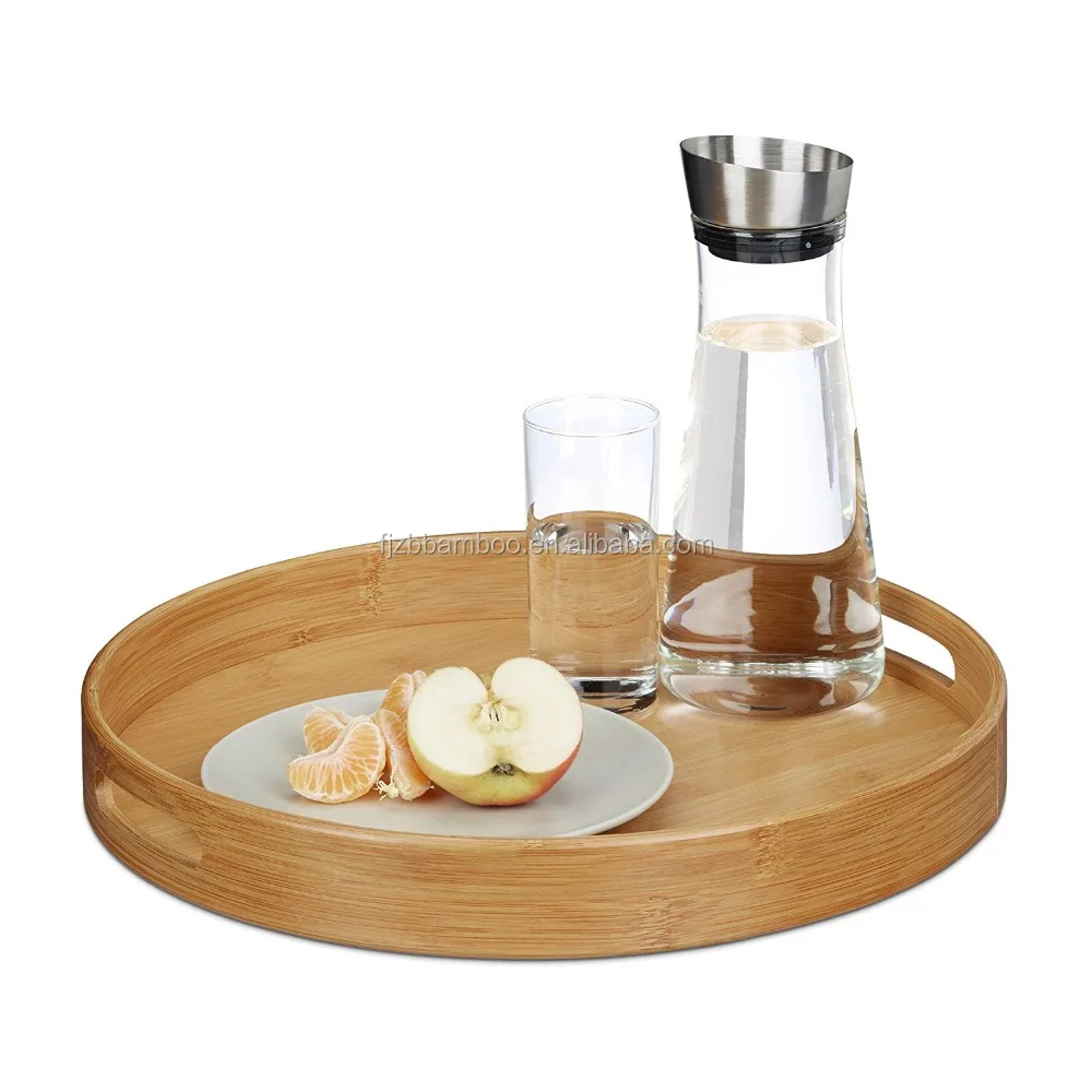 Factory directly supply bamboo round tea and coffee serving tray table