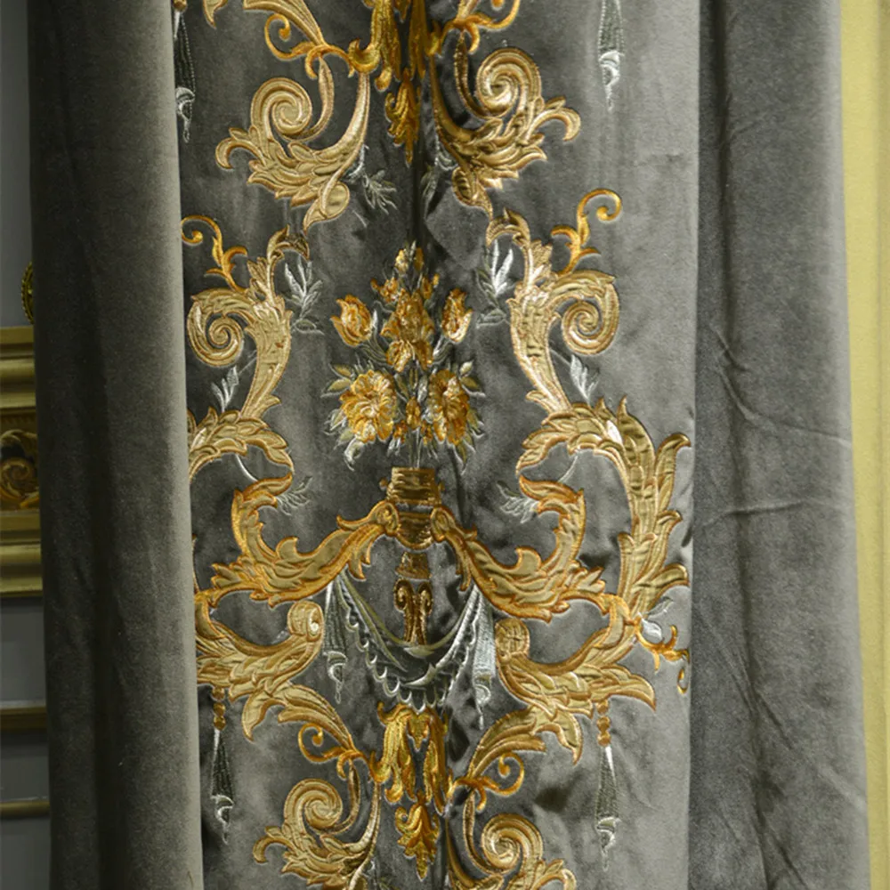 French thickening Dutch flannel villa curtain brand high-grade new classical fine embroidery curtain Nagaro(BY12-A10011)
