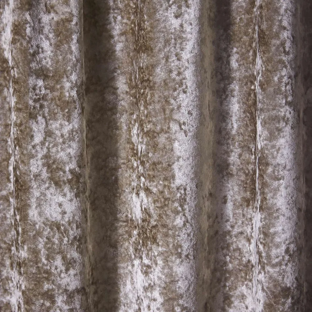 Crushed Velour Champagne Eyelet Curtains
