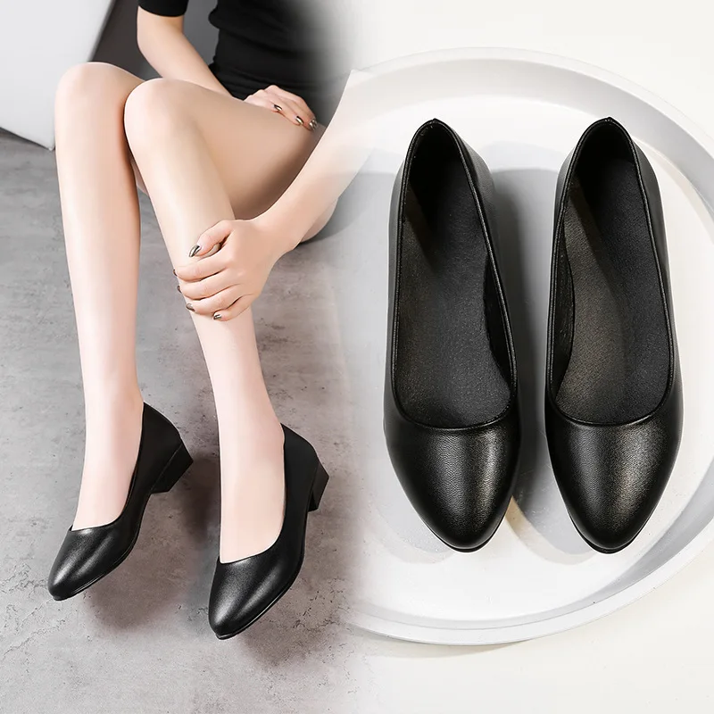 Factory custom Lady leather shoes best quality High heels for women in the workplace large size stewardess shoes
