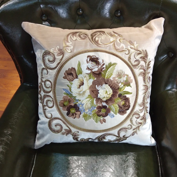 JES Eco-friendly Velvet Fabric Animal Decorative Embroidery Designs Pillow Case 100% Polyester Plain Hotel Knitted Plain Dyed