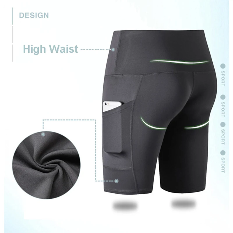 TONGYANG Running Shorts Women Sport Shorts Womens Compression Sports Short Woman Fitness High Waist Quick Dring With Pocket