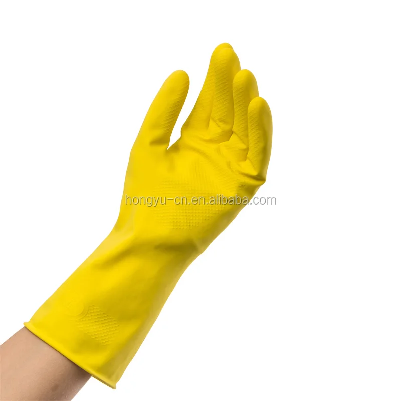 
Spay flocklined yellow safety working gloves and super safe latex gloves with high quality 