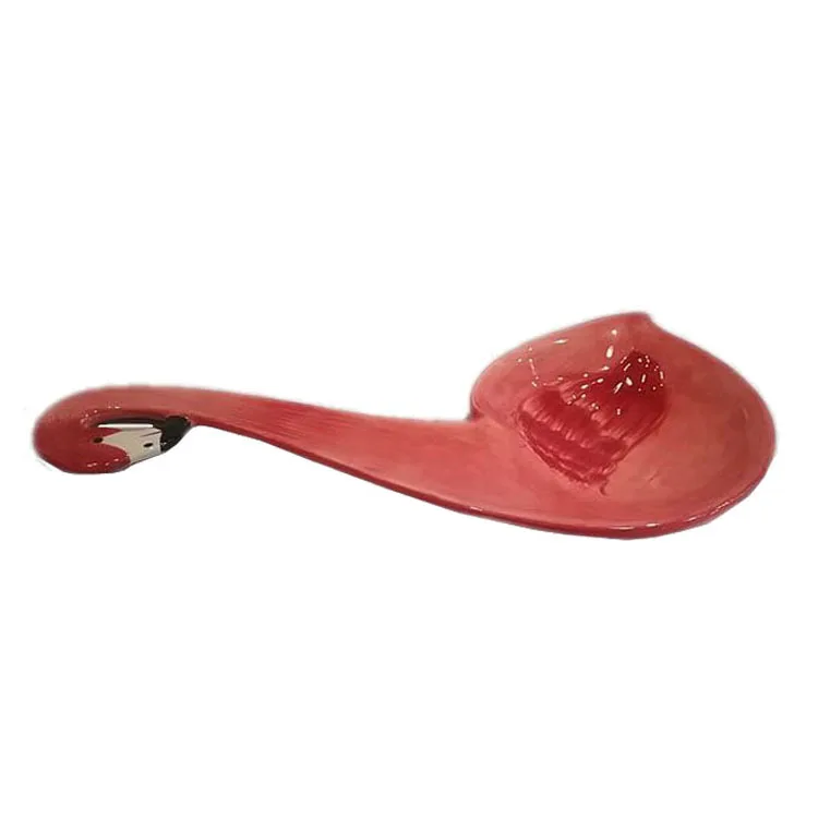 Ornament Flamingo Shape Artificial Ceramic Spoon Rest