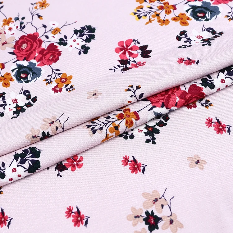 
 Новая модная трикотажная ткань с цветочным принтом из вискозы  