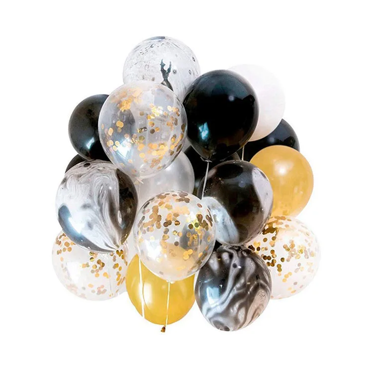 Nicro Wholesale Wedding Decor 40 Piece Organic Marble Black Gold Balloon Garland Arch Kit Wedding Supplies