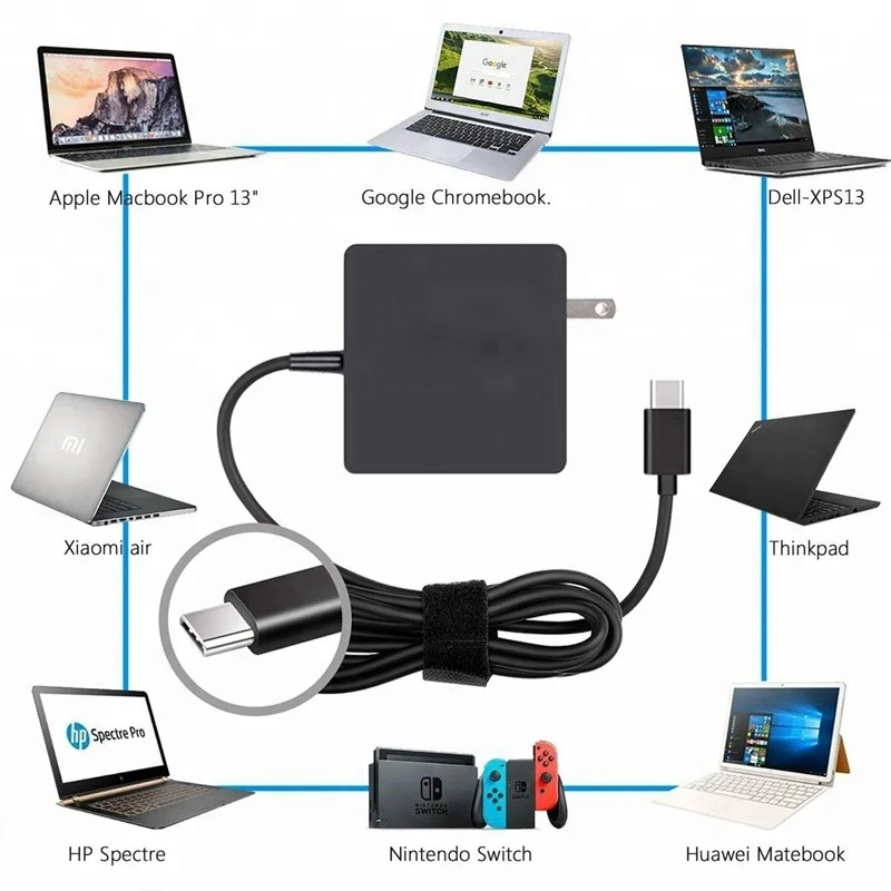 USB-C 65W/61W Type C Power Adapter Charger For MacBook/Pro For Lenovo