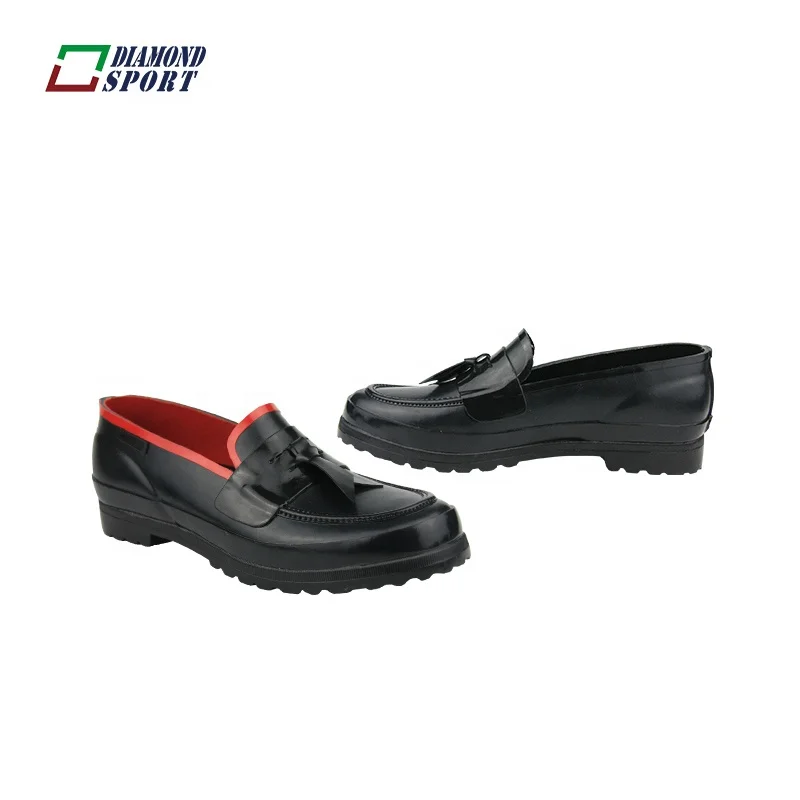 New design walking comfort waterproof rain loafer girls black slip on garden shoes