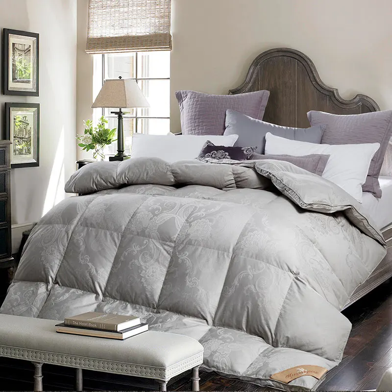 All-Season Hypoallergenic 100% Cotton Quilted Luxurious California King Size Lightweight  jacquardGoose Down Comforter Duvet