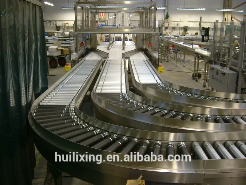 нержавеющая сталь конвейер рольганг, 90 градусов 180 градусов поворотом ролика конвейера, спиральных роликовый конвейер