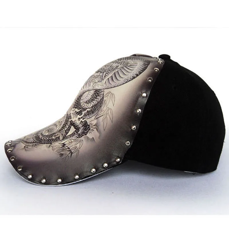 
New style fashion rivet dragon pattern printed baseball hat cap 