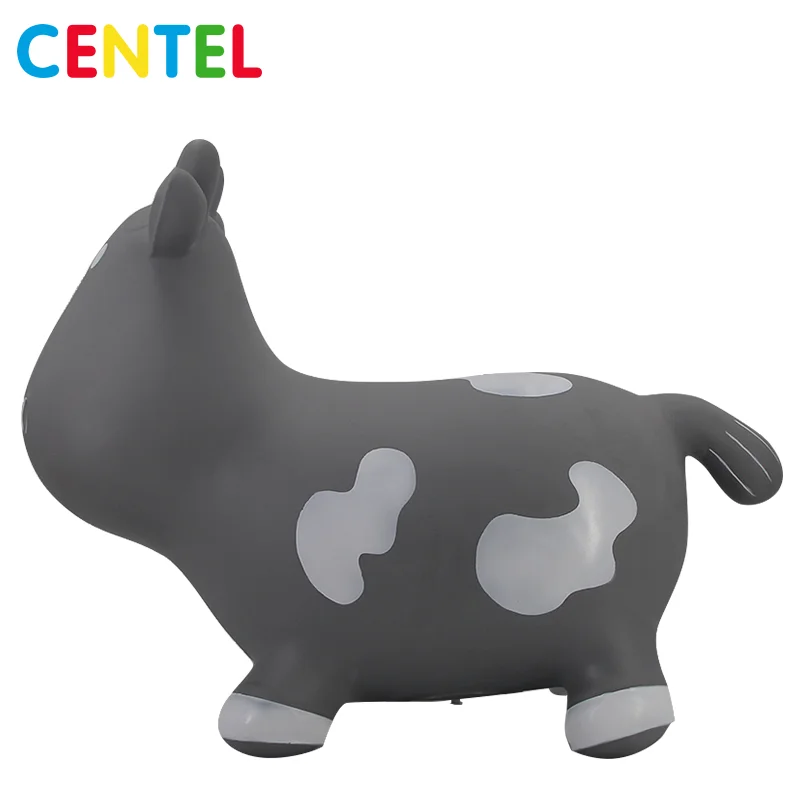 
Small Gray Cow Bouncer Hopper Kids Jumping Animal Inflatable Bouncing Animal Toys 