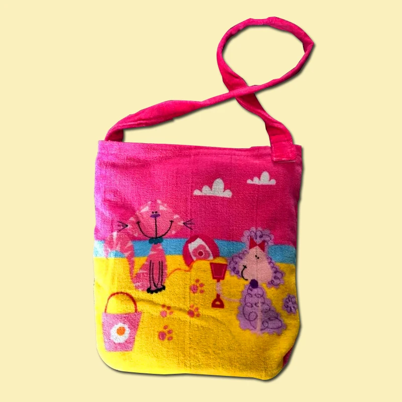 Promotion custom size cotton beach towel bag with logo printed