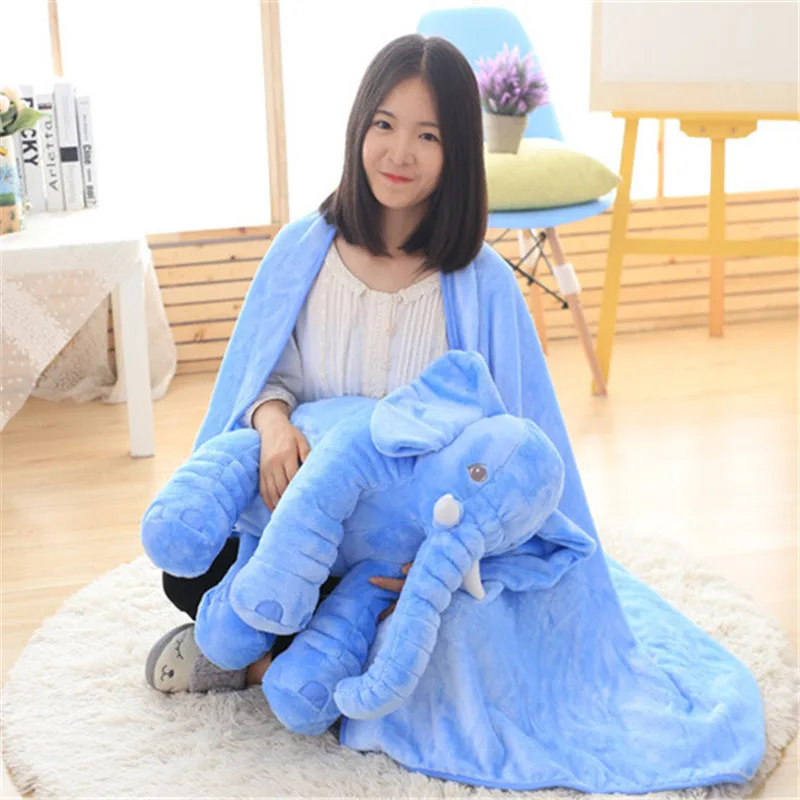 Fashion Lovely Plush Elephant Stuffed PP Cotton Baby Comforting Sleeping Pillow Elephant Blanket Toys