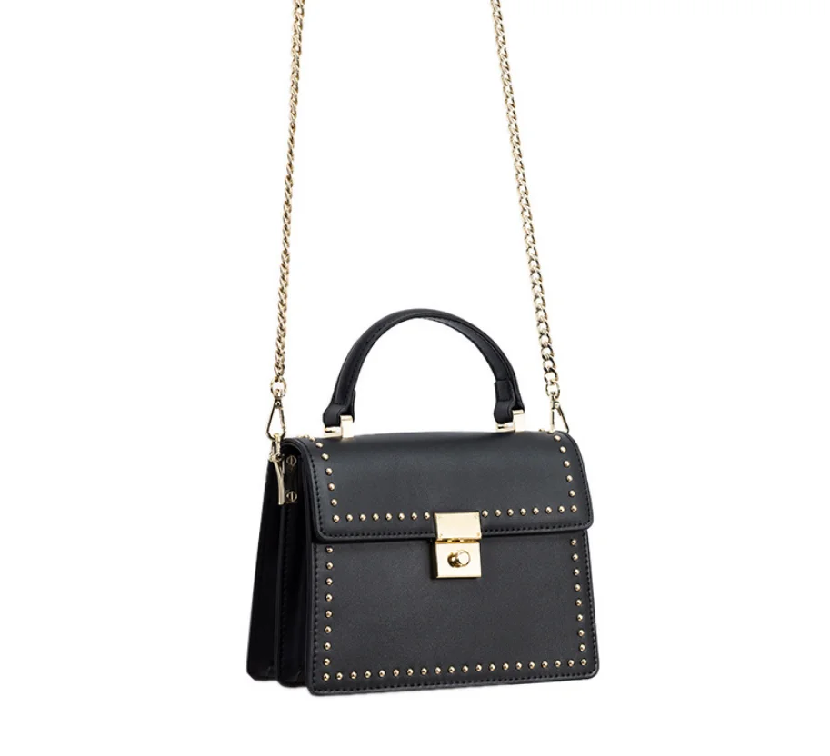 fashion metal square shoulder bag real leather rivet women bags 2019 trendy online shopping free shipping UK designer handbags