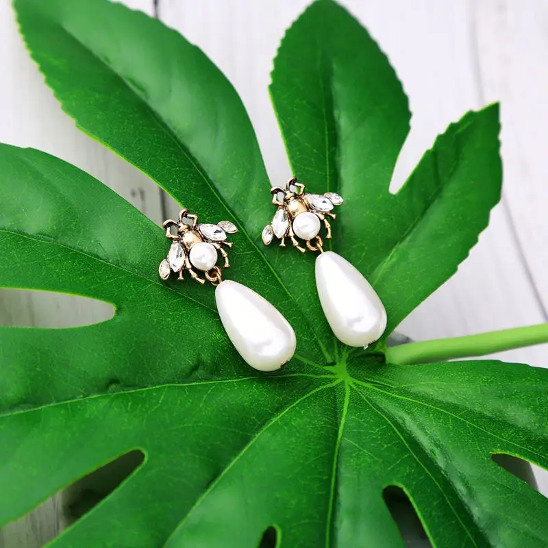 South indian bridal jewellery sets crawler Bee Pearl Earrings