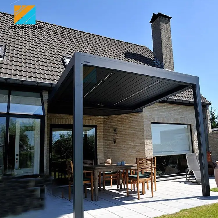 Водонепроницаемый алюминиевый автоматический Садовый Солнечный навес, беседка, крыша для жалюзи