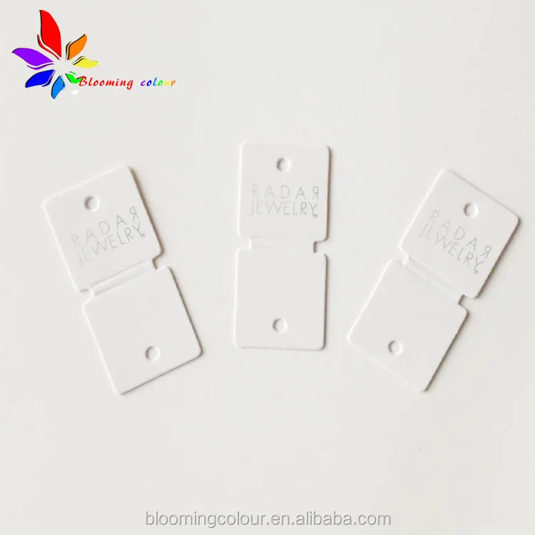 Qingdao factory sale plastic folded jewelry tag/custom printed PVC earring tag