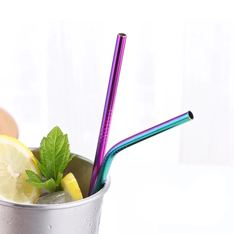 Svin Amazon Hot Sale Straight and Bent Custom Stainless Steel Drinking Metal Straw