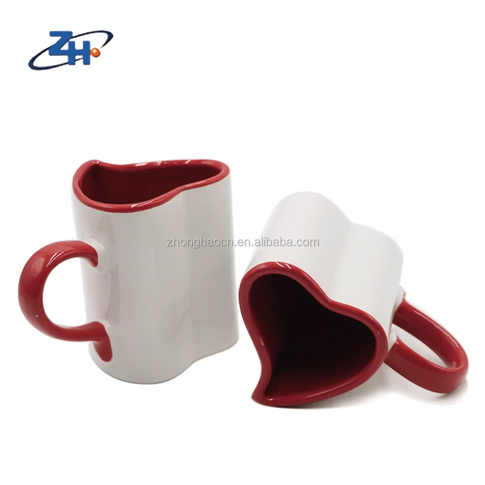 Couple Mugs Innovative Fashion White Coffee Mugs Heart Shaped Ceramic Contemporary Good Sustainable HANDGRIP Presents Out White
