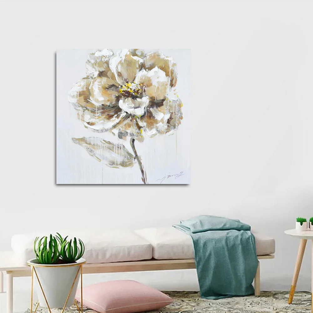 An Outstanding Golden Branch Of Peony Flowers  Modern Oil Print Painting On Canvas Art Galleries Decor Wall For Living Room