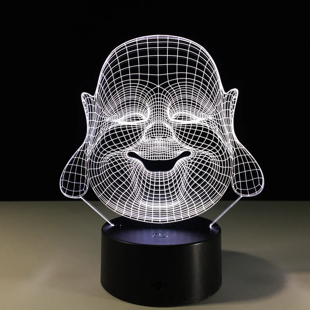 3D настольная лампа Будды Иллюзия светодиодные лампы
