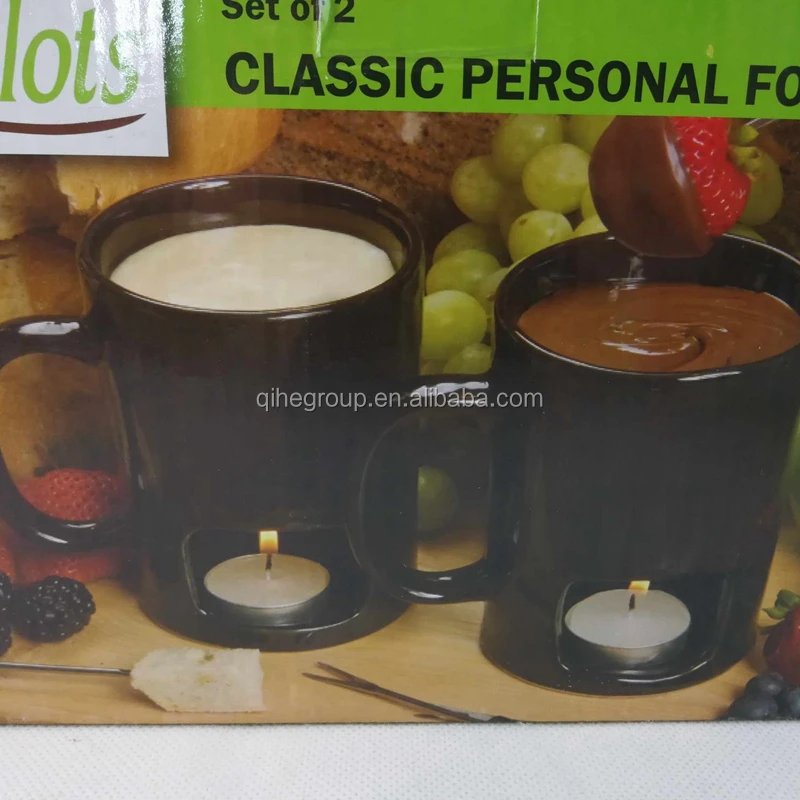 porcelain dinner set tableware Set of 2 Black Ceramic Fondue Mug