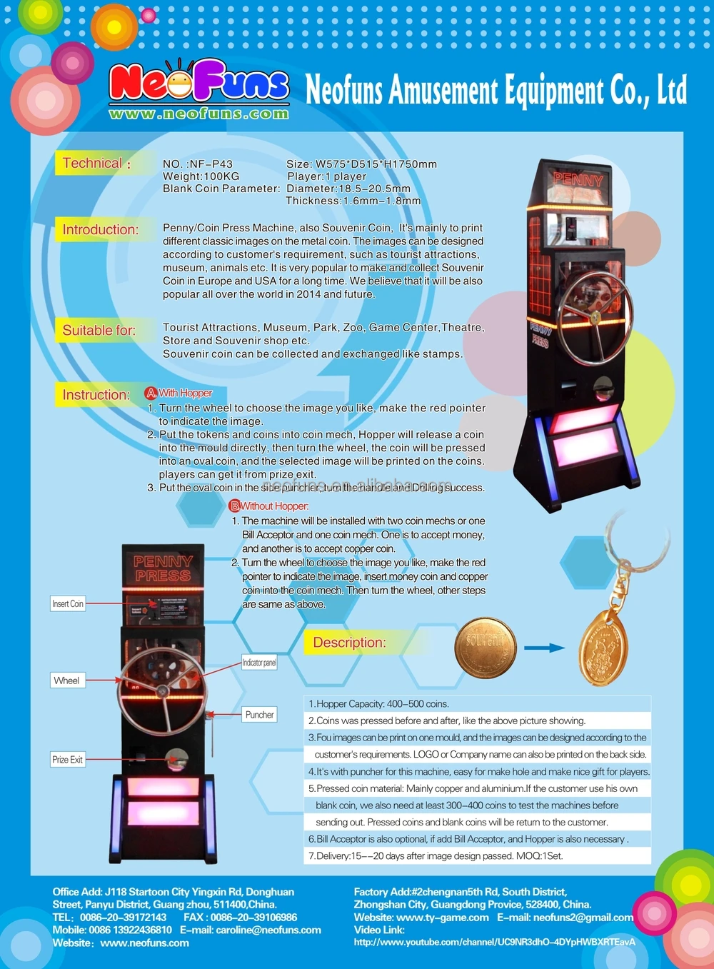 Penny Press Machine In Coin Operated Game/ Penny Press Souvenir Coin Machine