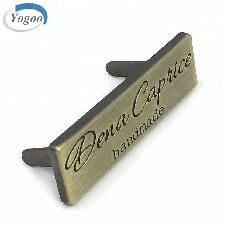 Fashion Oval Brand Logo Metal Plate Engraved Custom Metal Logo Plate for Handbags
