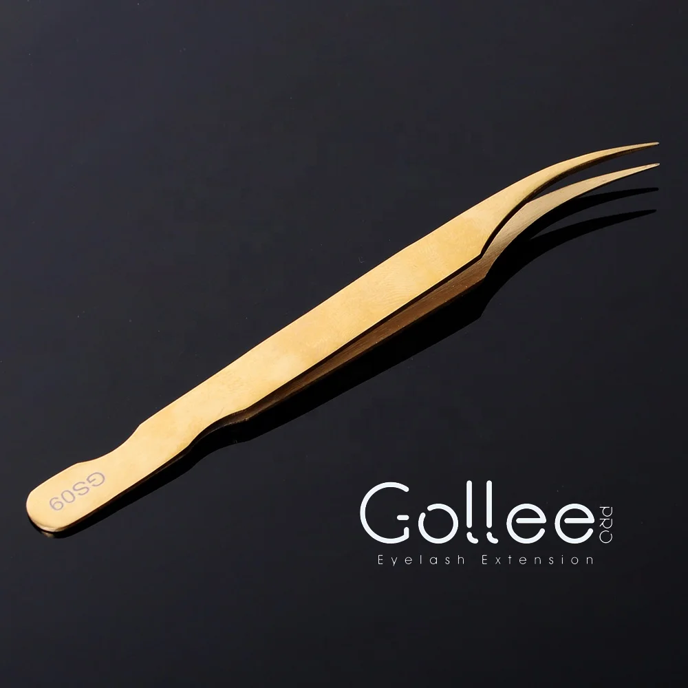 Gollee Stainless Precisely Sample Lightweight Japan Gold Lash Tweezer Volume Eyelash Tweezer