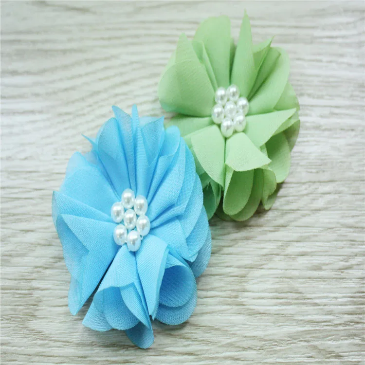 2.5' chiffon pearl with floral pearl flower headband baby headband