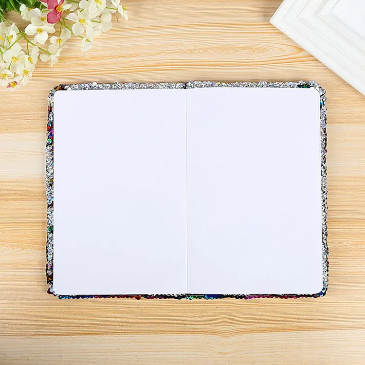 new design fashion book colorful paillette A5 scale reversible custom notebook