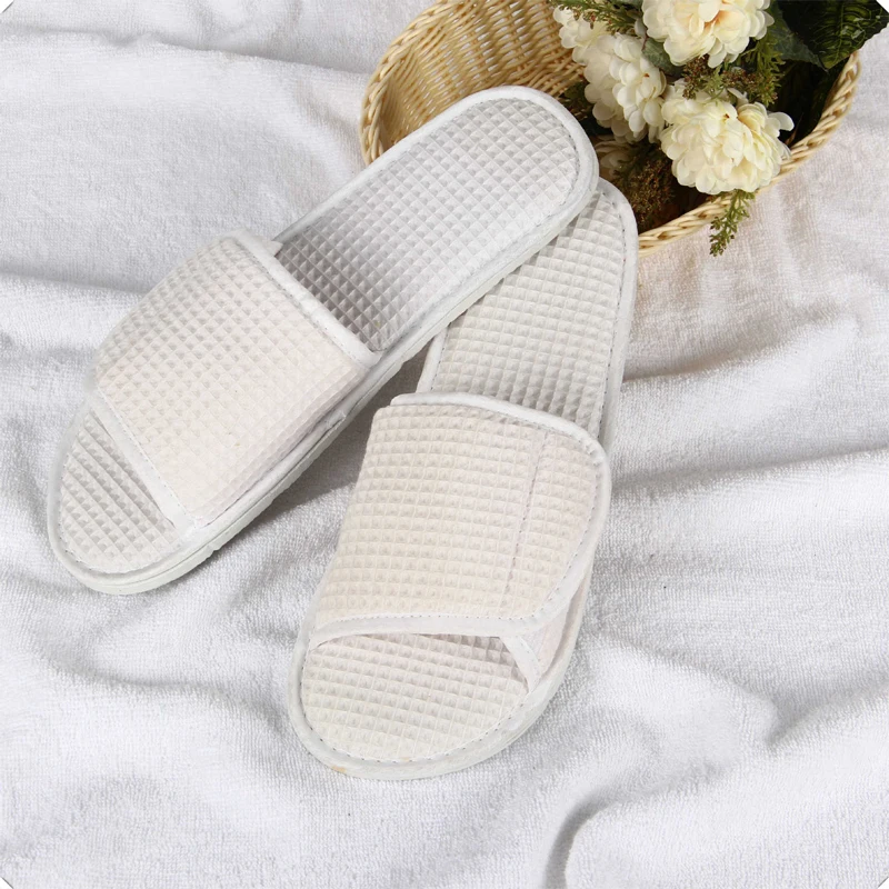 Logo Custom Made Cotton Waffle Non-slip Slipper Hotel bathroom Slipper