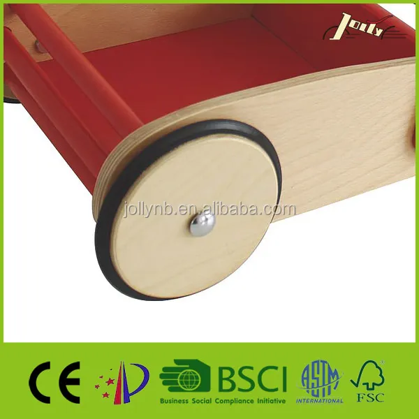 
Wooden Walking Baby Doll Pram with EVA Wheels for Kids 