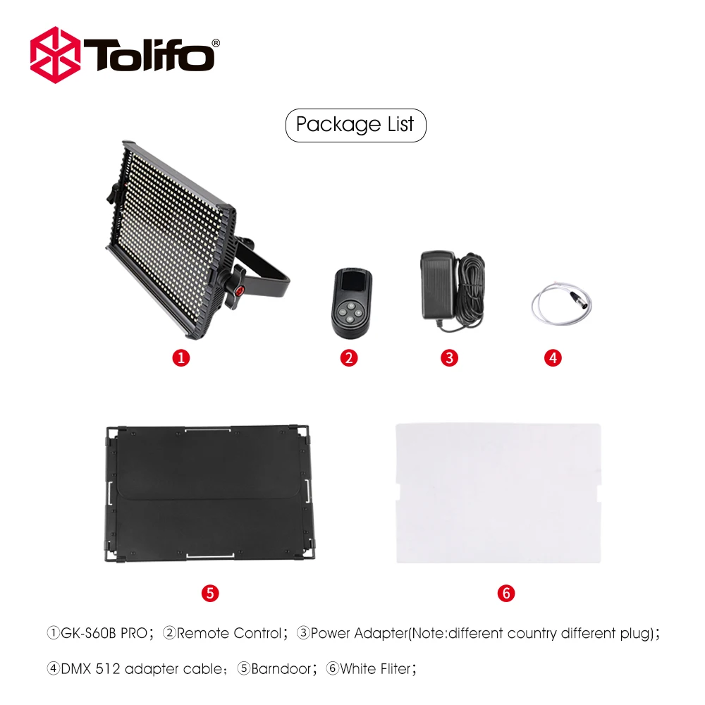 Tolifo GK-S60B PRO 60W 5600K Thin Aluminum Studio Video 600 Led Panel Lights Support DMX512