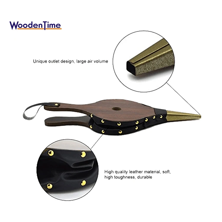 Outdoor Picnic Camping Walnut Wood Manual BBQ Blower Fan Barbecue Air Blower