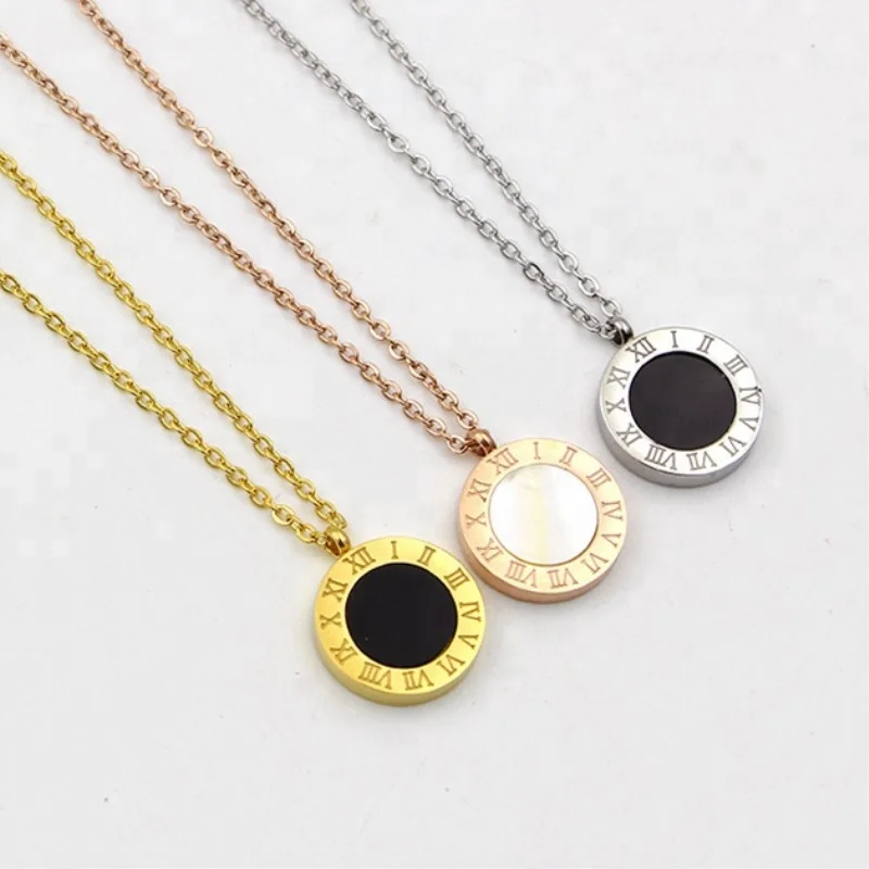 Black&White Double Plate Onyx Pendant Necklaces Necklace Wholesale