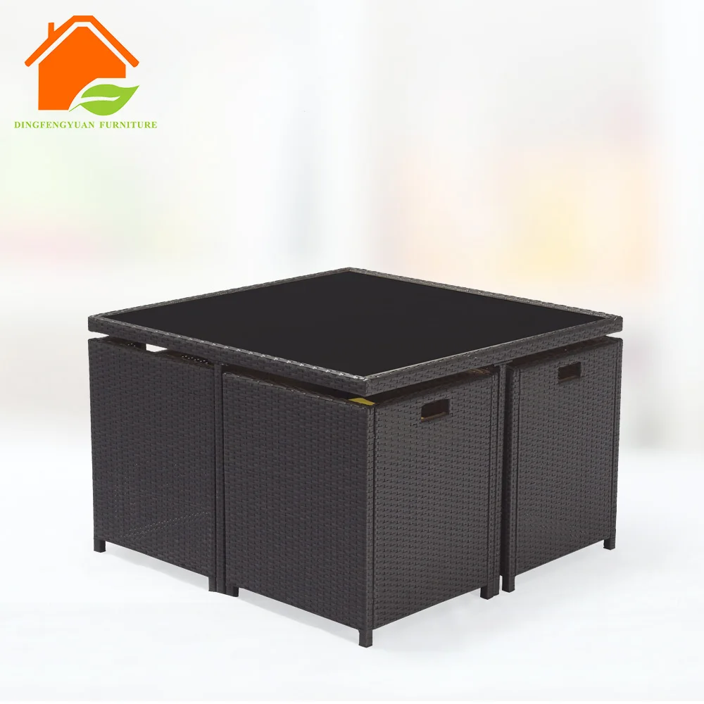 Save place fashion rattan dinning table and chair set bamboo wicker garden set with 6 chairs outdoor furniture