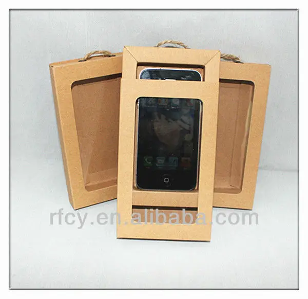 customized kraft paper packaging box for iphone case with PVC window