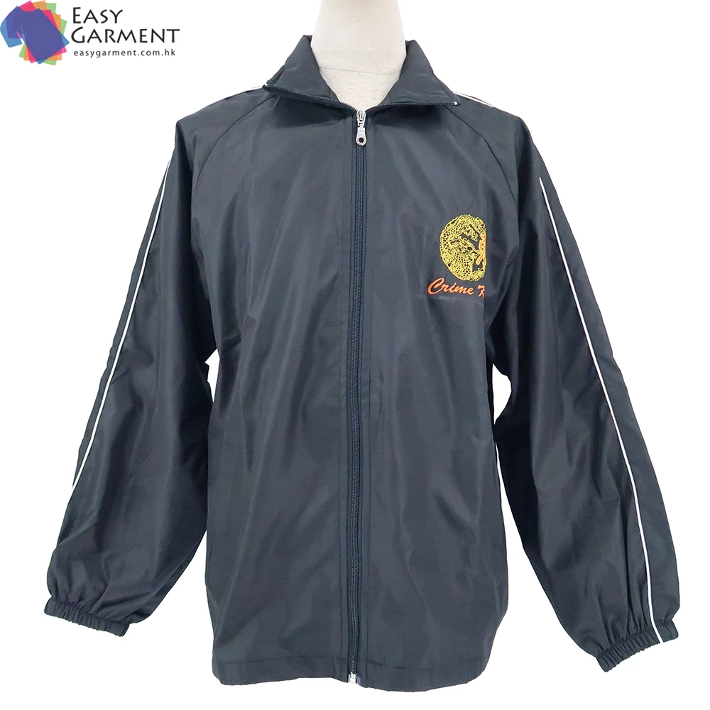 Logo Printed Plus Size embroidery logo nylon black funnel rechargeable jacket for men