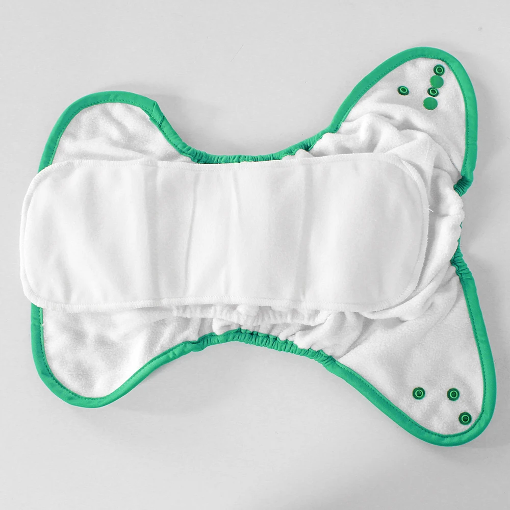 
Reusable asborbent baby all in one cloth diapers washable AIO diapers with microfiber inserts double gussets binding overnight 