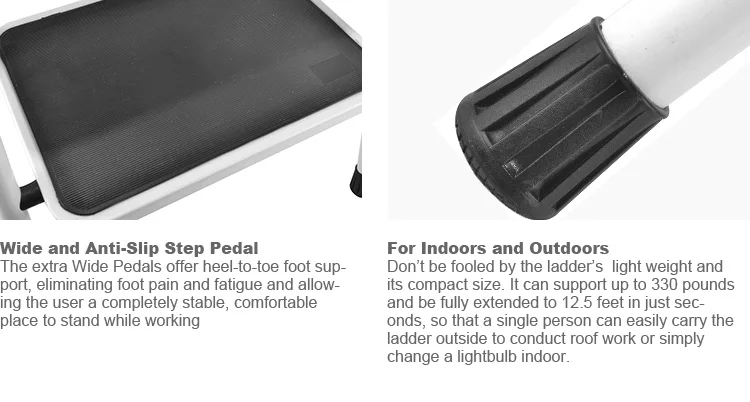 Anti-slip sturdy and wide pedal steel step mobile ladder stool with handrail