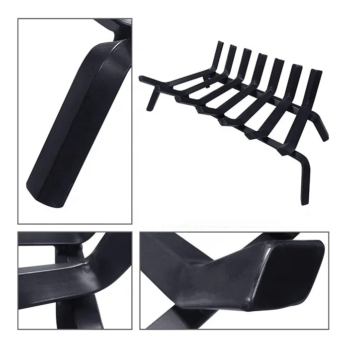 Black Fire Log Rack Fireplace Grates Accessories