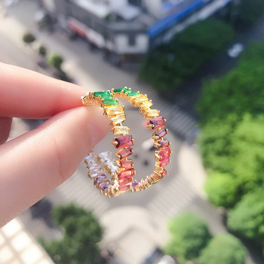 Мексиканский стиль aretes золото багет Радуга серьги