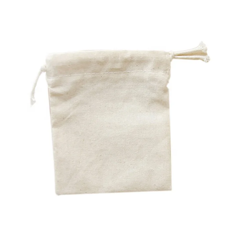 Customize promotional reusable eco friendly small canvas drawstring bag